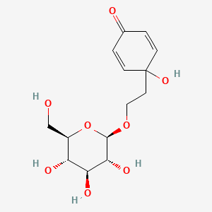 molecular formula C14H20O8 B1249759 4-hydroxy-4-[2-[(2R,3R,4S,5S,6R)-3,4,5-trihydroxy-6-(hydroxymethyl)oxan-2-yl]oxyethyl]cyclohexa-2,5-dien-1-one 