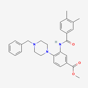 molecular formula C28H31N3O3 B12497635 Methyl 4-(4-benzylpiperazin-1-yl)-3-{[(3,4-dimethylphenyl)carbonyl]amino}benzoate 