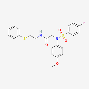 molecular formula C23H23FN2O4S2 B12497675 N~2~-[(4-fluorophenyl)sulfonyl]-N~2~-(4-methoxyphenyl)-N-[2-(phenylsulfanyl)ethyl]glycinamide 