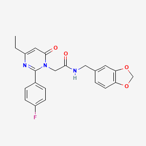 molecular formula C22H20FN3O4 B12497760 N-(1,3-benzodioxol-5-ylmethyl)-2-[4-ethyl-2-(4-fluorophenyl)-6-oxopyrimidin-1(6H)-yl]acetamide 