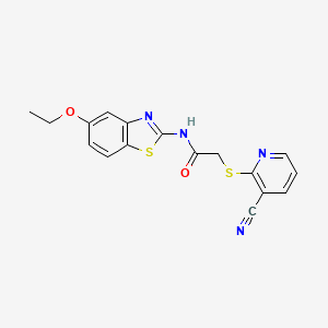 molecular formula C17H14N4O2S2 B12497792 2-[(3-cyanopyridin-2-yl)sulfanyl]-N-(5-ethoxy-1,3-benzothiazol-2-yl)acetamide 