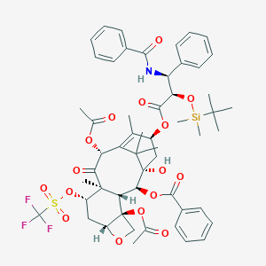 molecular formula C54H64F3NO16SSi B124982 [(1S,2S,3R,4S,7R,9S,10S,12R,15S)-4,12-Diacetyloxy-15-[(2R,3S)-3-benzamido-2-[tert-butyl(dimethyl)silyl]oxy-3-phenylpropanoyl]oxy-1-hydroxy-10,14,17,17-tetramethyl-11-oxo-9-(trifluoromethylsulfonyloxy)-6-oxatetracyclo[11.3.1.03,10.04,7]heptadec-13-en-2-yl] benzoate CAS No. 165065-01-0