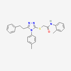 molecular formula C26H26N4OS B12498406 N-(2-methylphenyl)-2-{[4-(4-methylphenyl)-5-(2-phenylethyl)-4H-1,2,4-triazol-3-yl]sulfanyl}acetamide 