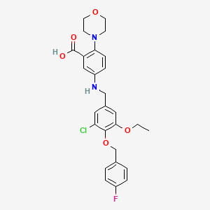 molecular formula C27H28ClFN2O5 B12498552 5-({3-Chloro-5-ethoxy-4-[(4-fluorobenzyl)oxy]benzyl}amino)-2-(morpholin-4-yl)benzoic acid 