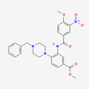 molecular formula C27H28N4O6 B12498706 Methyl 4-(4-benzylpiperazin-1-yl)-3-{[(4-methoxy-3-nitrophenyl)carbonyl]amino}benzoate 