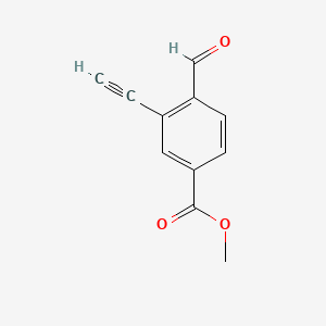 molecular formula C11H8O3 B12498763 Methyl 3-ethynyl-4-formylbenzoate 