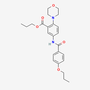 molecular formula C24H30N2O5 B12498773 Propyl 2-(morpholin-4-yl)-5-{[(4-propoxyphenyl)carbonyl]amino}benzoate 