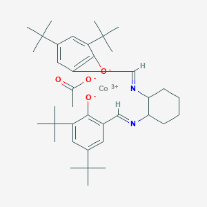 molecular formula C38H55CoN2O4 B12498895 Cobalt(3+) acetate ion 2,4-di-tert-butyl-6-{[(2-{[(3,5-di-tert-butyl-2-oxidophenyl)methylidene]amino}cyclohexyl)imino]methyl}benzenolate 