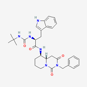(2S)-N-[(4aS,5R)-1,3-dioxo-2-(phenylmethyl)-4,4a,5,6,7,8-hexahydropyrido[2,1-f]pyrimidin-5-yl]-2-(tert-butylcarbamoylamino)-3-(1H-indol-3-yl)propanamide