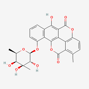 molecular formula C26H22O10 B1249912 8-hydroxy-15-methyl-3-[(2S,3R,4S,5S,6R)-3,4,5-trihydroxy-4,6-dimethyloxan-2-yl]oxy-11,18-dioxapentacyclo[10.6.2.02,7.09,19.016,20]icosa-1(19),2(7),3,5,8,12(20),13,15-octaene-10,17-dione 