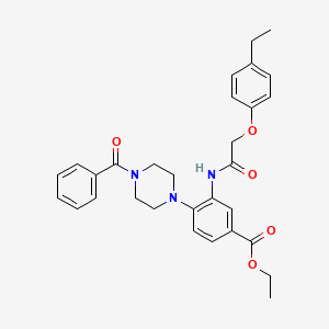 molecular formula C30H33N3O5 B12499207 Ethyl 3-{[(4-ethylphenoxy)acetyl]amino}-4-[4-(phenylcarbonyl)piperazin-1-yl]benzoate 