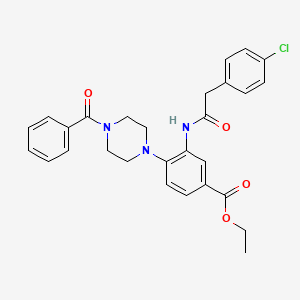 molecular formula C28H28ClN3O4 B12499225 Ethyl 3-{[(4-chlorophenyl)acetyl]amino}-4-[4-(phenylcarbonyl)piperazin-1-yl]benzoate 