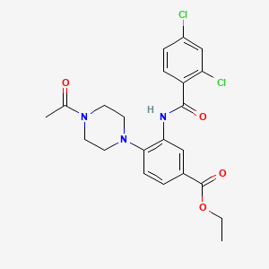 molecular formula C22H23Cl2N3O4 B12499359 Ethyl 4-(4-acetylpiperazin-1-yl)-3-{[(2,4-dichlorophenyl)carbonyl]amino}benzoate 