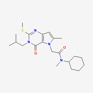 molecular formula C21H32N4O2S B12499480 N-cyclohexyl-N-methyl-2-[6-methyl-3-(2-methylpropyl)-2-(methylsulfanyl)-4-oxo-3,4-dihydro-5H-pyrrolo[3,2-d]pyrimidin-5-yl]acetamide 