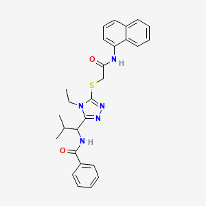 molecular formula C27H29N5O2S B12499707 N-[1-(4-ethyl-5-{[2-(naphthalen-1-ylamino)-2-oxoethyl]sulfanyl}-4H-1,2,4-triazol-3-yl)-2-methylpropyl]benzamide 