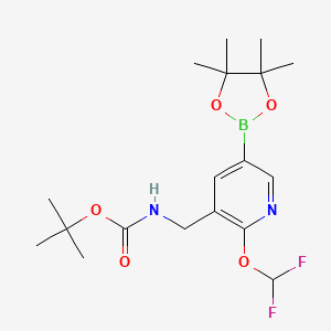 molecular formula C18H27BF2N2O5 B12499780 Tert-butyl ((2-(difluoromethoxy)-5-(4,4,5,5-tetramethyl-1,3,2-dioxaborolan-2-yl)pyridin-3-yl)methyl)carbamate 
