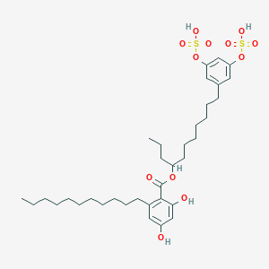 molecular formula C35H54O12S2 B1249983 11-(3,5-Bis(sulfooxy)phenyl)undecan-4-yl 2,4-dihydroxy-6-undecylbenzoate 