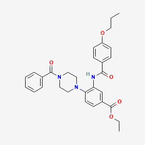 molecular formula C30H33N3O5 B12499837 Ethyl 4-[4-(phenylcarbonyl)piperazin-1-yl]-3-{[(4-propoxyphenyl)carbonyl]amino}benzoate 