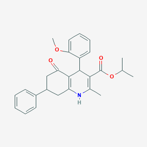 molecular formula C27H29NO4 B12500058 Propan-2-yl 4-(2-methoxyphenyl)-2-methyl-5-oxo-7-phenyl-1,4,5,6,7,8-hexahydroquinoline-3-carboxylate 