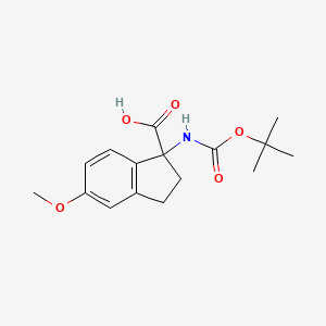 molecular formula C16H21NO5 B12500259 1-((Tert-butoxycarbonyl)amino)-5-methoxy-2,3-dihydro-1H-indene-1-carboxylic acid 