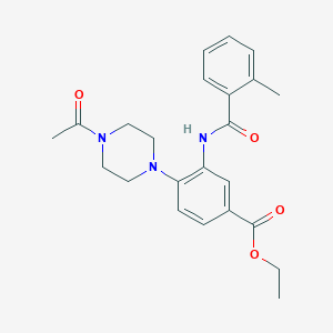 molecular formula C23H27N3O4 B12500491 Ethyl 4-(4-acetylpiperazin-1-yl)-3-{[(2-methylphenyl)carbonyl]amino}benzoate 