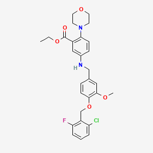 molecular formula C28H30ClFN2O5 B12500524 Ethyl 5-({4-[(2-chloro-6-fluorobenzyl)oxy]-3-methoxybenzyl}amino)-2-(morpholin-4-yl)benzoate 