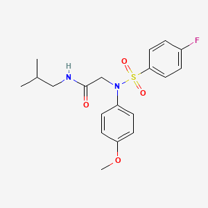 molecular formula C19H23FN2O4S B12500681 N~2~-[(4-fluorophenyl)sulfonyl]-N~2~-(4-methoxyphenyl)-N-(2-methylpropyl)glycinamide 