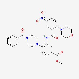 molecular formula C30H31N5O7 B12500940 Methyl 3-({[2-(morpholin-4-yl)-5-nitrophenyl]carbonyl}amino)-4-[4-(phenylcarbonyl)piperazin-1-yl]benzoate 