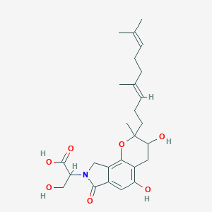2-[2-[(3E)-4,8-dimethylnona-3,7-dienyl]-3,5-dihydroxy-2-methyl-7-oxo-4,9-dihydro-3H-pyrano[2,3-e]isoindol-8-yl]-3-hydroxypropanoic acid