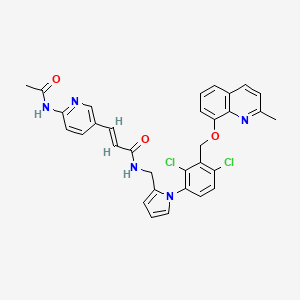 molecular formula C32H27Cl2N5O3 B1250106 (E)-3-(6-acetamidopyridin-3-yl)-N-[[1-[2,4-dichloro-3-[(2-methylquinolin-8-yl)oxymethyl]phenyl]pyrrol-2-yl]methyl]prop-2-enamide 