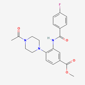 molecular formula C21H22FN3O4 B12501166 Methyl 4-(4-acetylpiperazin-1-yl)-3-{[(4-fluorophenyl)carbonyl]amino}benzoate 