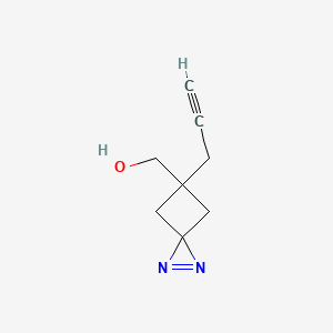 molecular formula C8H10N2O B12501223 (5-(Prop-2-yn-1-yl)-1,2-diazaspiro[2.3]hex-1-en-5-yl)methanol 