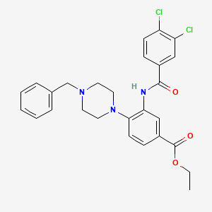 molecular formula C27H27Cl2N3O3 B12501239 Ethyl 4-(4-benzylpiperazin-1-yl)-3-{[(3,4-dichlorophenyl)carbonyl]amino}benzoate 