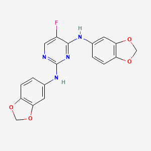 molecular formula C18H13FN4O4 B12501305 N,N'-bis(1,3-benzodioxol-5-yl)-5-fluoropyrimidine-2,4-diamine 