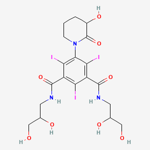 molecular formula C19H24I3N3O8 B1250132 N,N'-Bis[2,3-dihydroxypropyl)-5-(3-hydroxy-2-oxo-1-piperidinyl)-2,4,6-triiodo-1,3-benzenedicarboxamide 