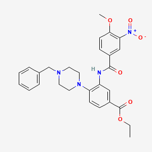 molecular formula C28H30N4O6 B12501344 Ethyl 4-(4-benzylpiperazin-1-yl)-3-{[(4-methoxy-3-nitrophenyl)carbonyl]amino}benzoate 