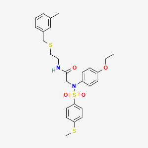 molecular formula C27H32N2O4S3 B12501350 N~2~-(4-ethoxyphenyl)-N-{2-[(3-methylbenzyl)sulfanyl]ethyl}-N~2~-{[4-(methylsulfanyl)phenyl]sulfonyl}glycinamide 