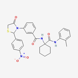 molecular formula C30H30N4O5S B12501450 N-{1-[(2-methylphenyl)carbamoyl]cyclohexyl}-3-[2-(4-nitrophenyl)-4-oxo-1,3-thiazolidin-3-yl]benzamide 