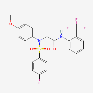 molecular formula C22H18F4N2O4S B12501501 N~2~-[(4-fluorophenyl)sulfonyl]-N~2~-(4-methoxyphenyl)-N-[2-(trifluoromethyl)phenyl]glycinamide 