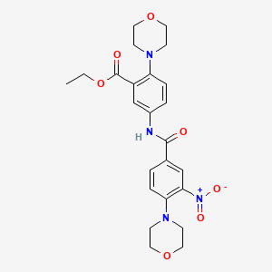 molecular formula C24H28N4O7 B12501553 Ethyl 2-(morpholin-4-yl)-5-({[4-(morpholin-4-yl)-3-nitrophenyl]carbonyl}amino)benzoate 