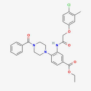 molecular formula C29H30ClN3O5 B12501622 Ethyl 3-{[(4-chloro-3-methylphenoxy)acetyl]amino}-4-[4-(phenylcarbonyl)piperazin-1-yl]benzoate 