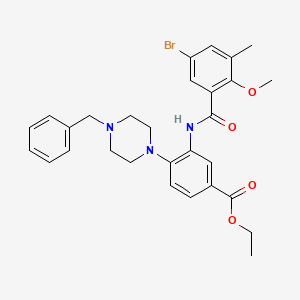 molecular formula C29H32BrN3O4 B12501629 Ethyl 4-(4-benzylpiperazin-1-yl)-3-{[(5-bromo-2-methoxy-3-methylphenyl)carbonyl]amino}benzoate 