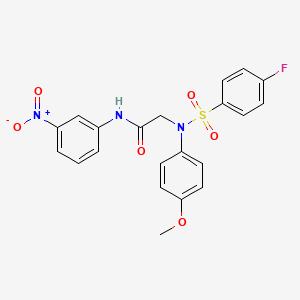 molecular formula C21H18FN3O6S B12501635 N~2~-[(4-fluorophenyl)sulfonyl]-N~2~-(4-methoxyphenyl)-N-(3-nitrophenyl)glycinamide 