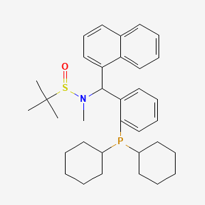 molecular formula C34H46NOPS B12501692 N-{[2-(dicyclohexylphosphanyl)phenyl](naphthalen-1-yl)methyl}-N,2-dimethylpropane-2-sulfinamide 