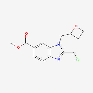 molecular formula C14H15ClN2O3 B12501745 Methyl 2-(chloromethyl)-3-(oxetan-2-ylmethyl)benzimidazole-5-carboxylate 