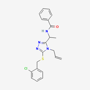 molecular formula C21H21ClN4OS B12501758 N-(1-{5-[(2-chlorobenzyl)sulfanyl]-4-(prop-2-en-1-yl)-4H-1,2,4-triazol-3-yl}ethyl)benzamide 