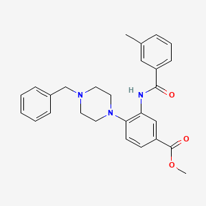molecular formula C27H29N3O3 B12501771 Methyl 4-(4-benzylpiperazin-1-yl)-3-{[(3-methylphenyl)carbonyl]amino}benzoate 