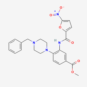molecular formula C24H24N4O6 B12501863 Methyl 4-(4-benzylpiperazin-1-yl)-3-{[(5-nitrofuran-2-yl)carbonyl]amino}benzoate 