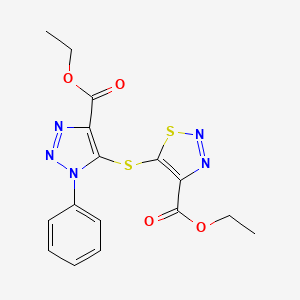 molecular formula C16H15N5O4S2 B12501902 Ethyl 5-{[5-(ethoxycarbonyl)-3-phenyl-1,2,3-triazol-4-YL]sulfanyl}-1,2,3-thiadiazole-4-carboxylate 
