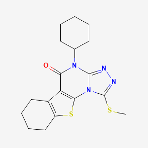 molecular formula C18H22N4OS2 B12502033 4-cyclohexyl-1-(methylsulfanyl)-6,7,8,9-tetrahydro[1]benzothieno[3,2-e][1,2,4]triazolo[4,3-a]pyrimidin-5(4H)-one 